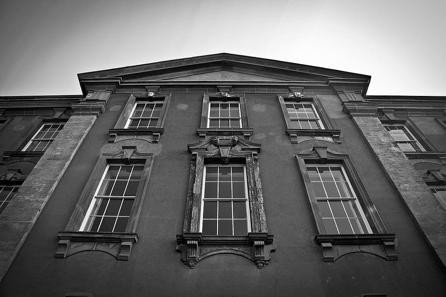 grayscale photo of building at daytime, dudley, mansion, house, HD wallpaper