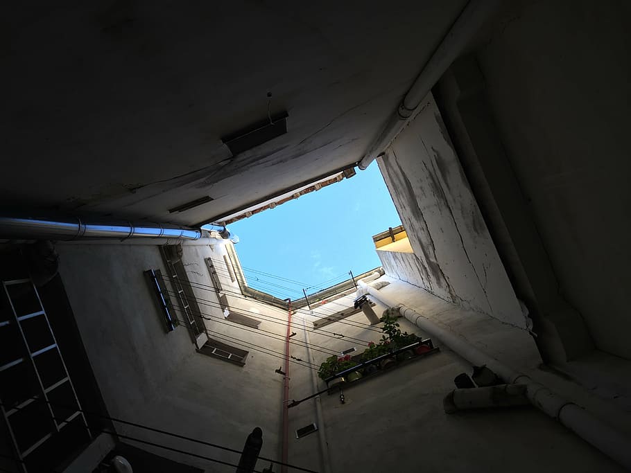 building, perspective, sky, windows, public domain images, architecture HD wallpaper