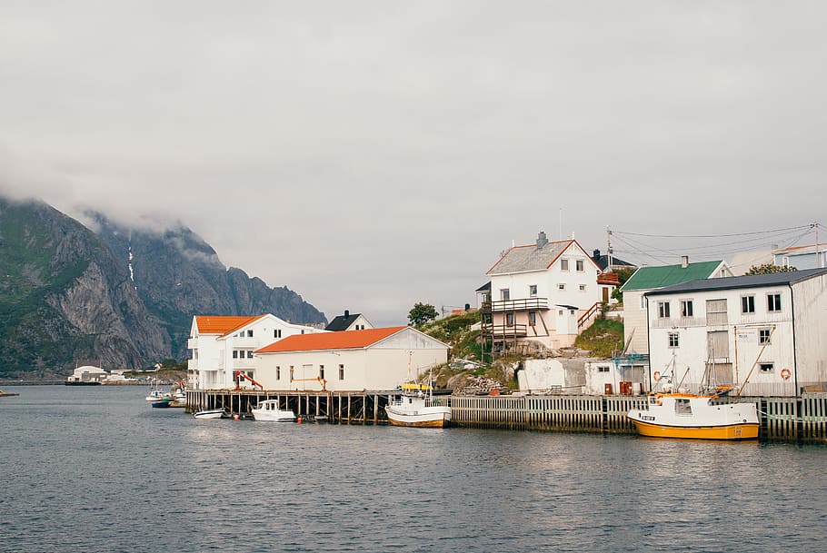 Henningsvaer, Lofoten Islands, landscape, travel Locations, harbor, HD wallpaper