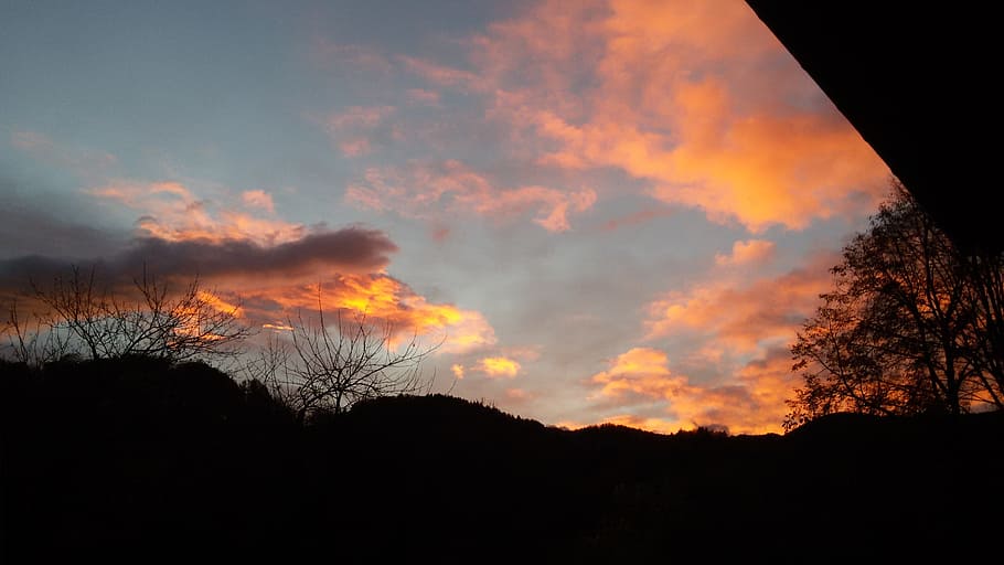 clouds, evening, red, sky, abendstimmung, silhouette, cloud - sky HD wallpaper
