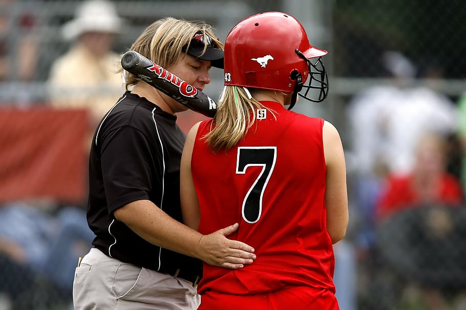 woman playing baseball, softball, player, coach, game, competition HD wallpaper