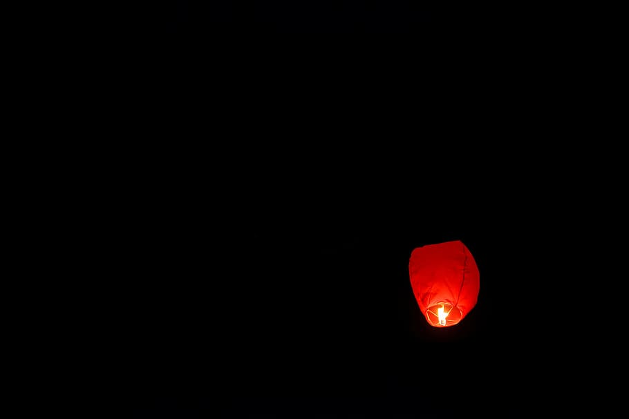 red sky lantern, chinese, asian, candle, celebration, fire, firework, HD wallpaper