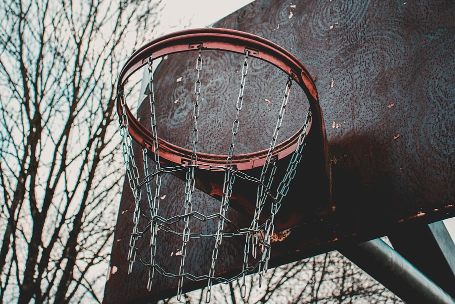 brown and red basketball ring shallow focus photography, red and brown basketball hoop HD wallpaper