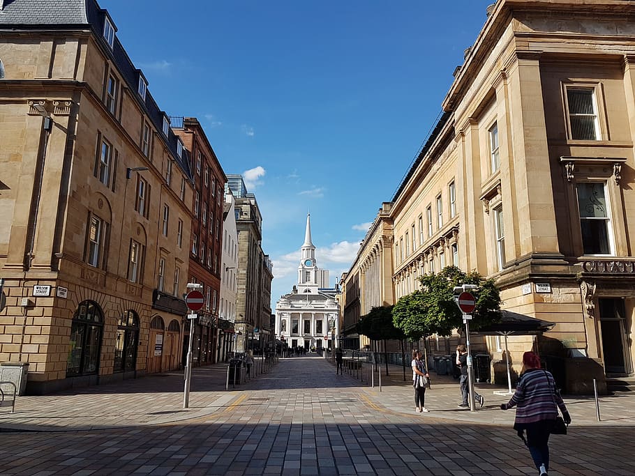 people walking on road near building at daytime, Glasgow, City, HD wallpaper