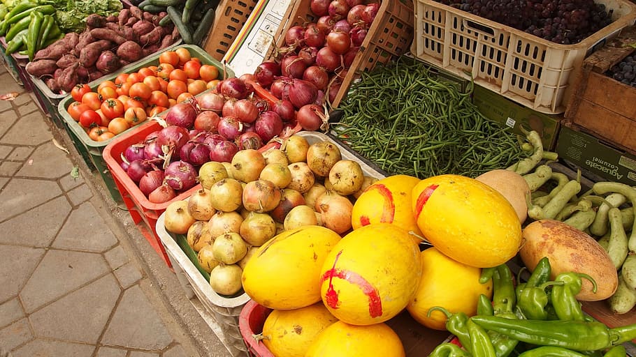 fruit, bazaar, market, colors, morocco, food, food and drink HD wallpaper