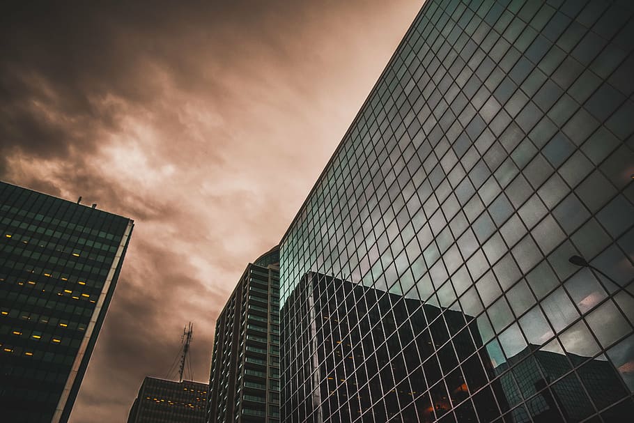 low angle photography of glass building, architecture, infrastructure HD wallpaper