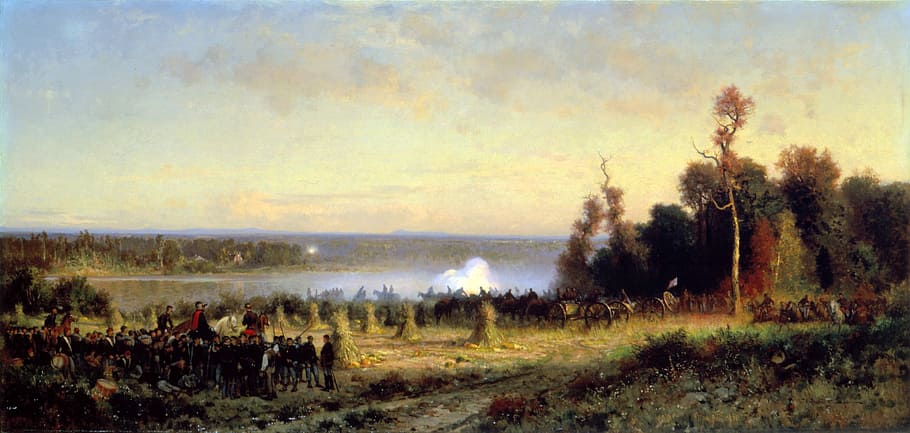 Cannons Firing Across the Potomac, Battle of Ball's Bluff, American Civil War, HD wallpaper