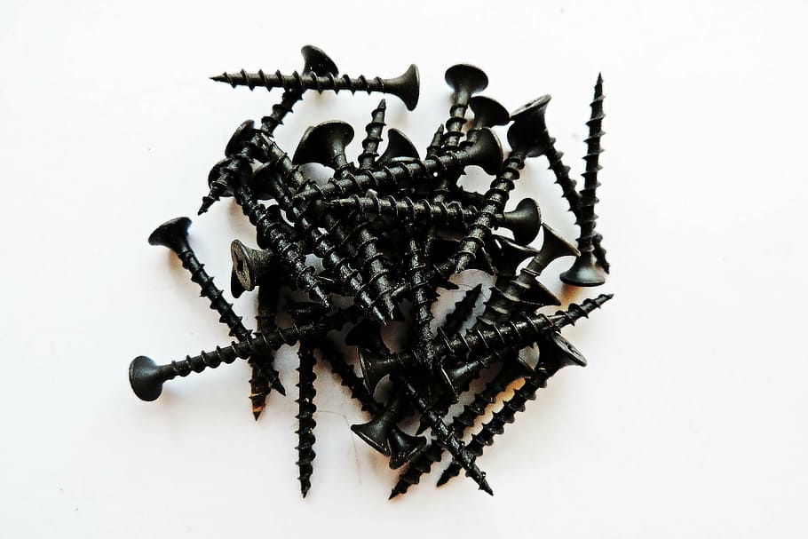 screw, metal, tools, studio shot, white background, indoors HD wallpaper