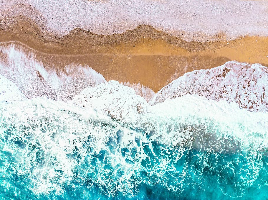 scenery of sea wave, ocean wave on beach shore, sand, foam, water HD wallpaper
