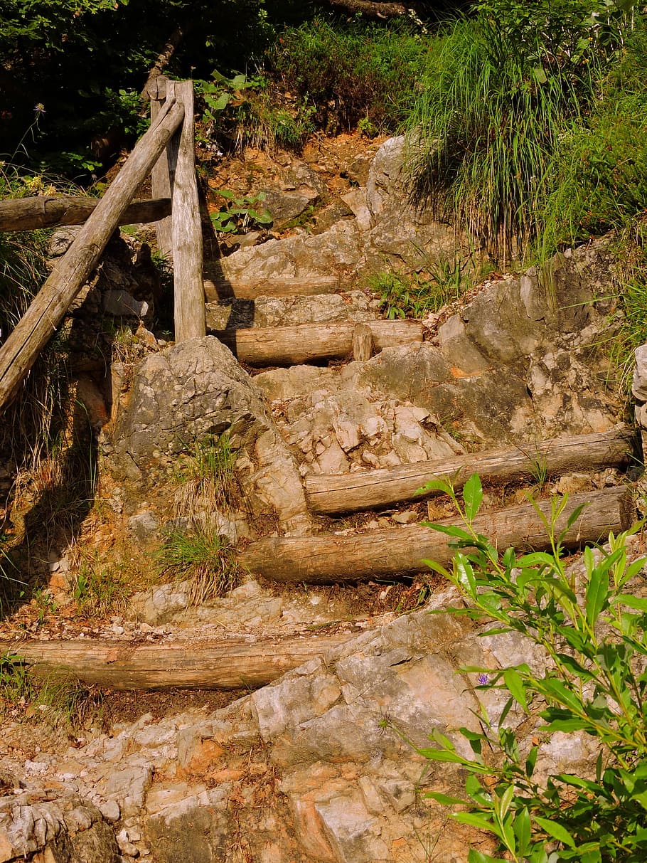 Staircase, Trail, Wood, Sassi, Hiking, walk, rock - object HD wallpaper