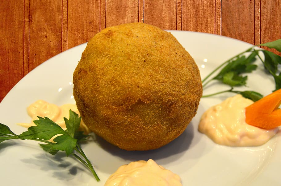Potato, Meat, Fried, food and drink, plate, gourmet, prepared potato HD wallpaper