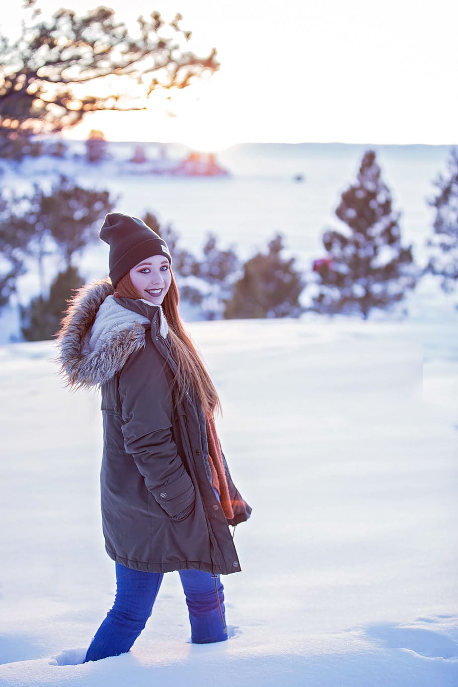 cold, snow, person, woman, blur, cool, female, frost, frozen, HD wallpaper