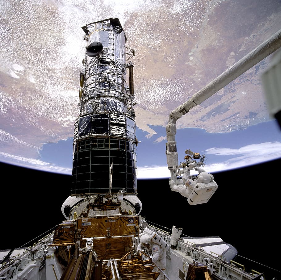 Astronaut, Nasa, Module, Lunar, Earth, clouds, sky, machine HD wallpaper
