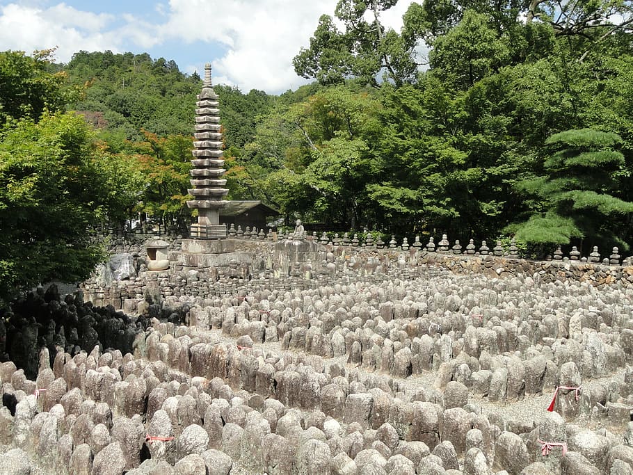 adashino nenbutsuji, kyoto, japan, buddhist temple, statues, HD wallpaper