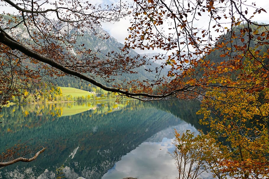 ellmau, scheffau, austria, lake, landscape, nature, mountains, HD wallpaper