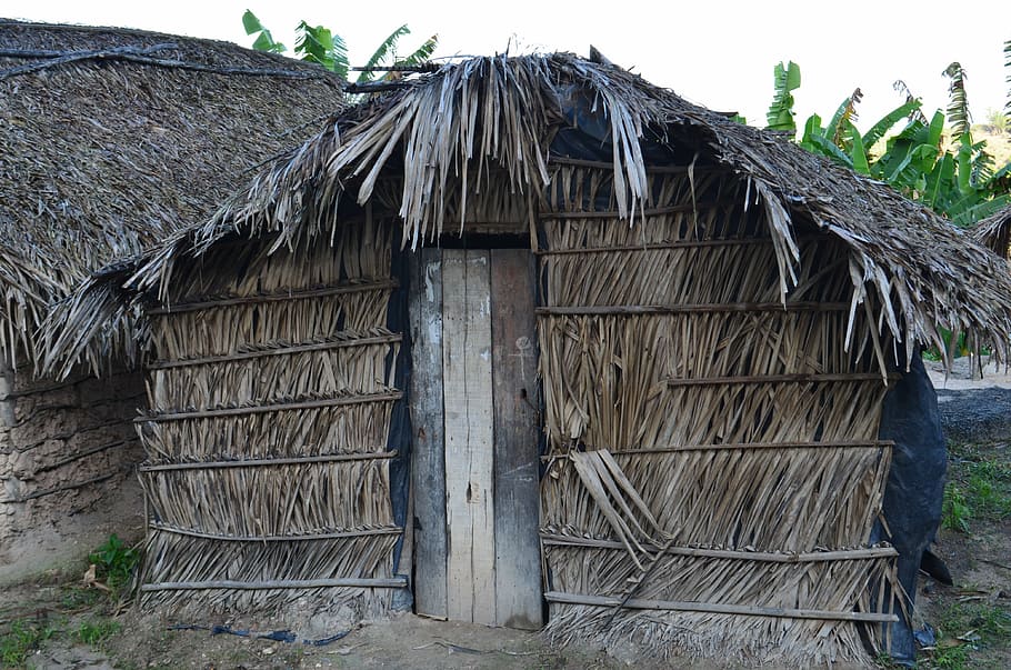 cabin, home, barn, clay, straw, built structure, architecture HD wallpaper