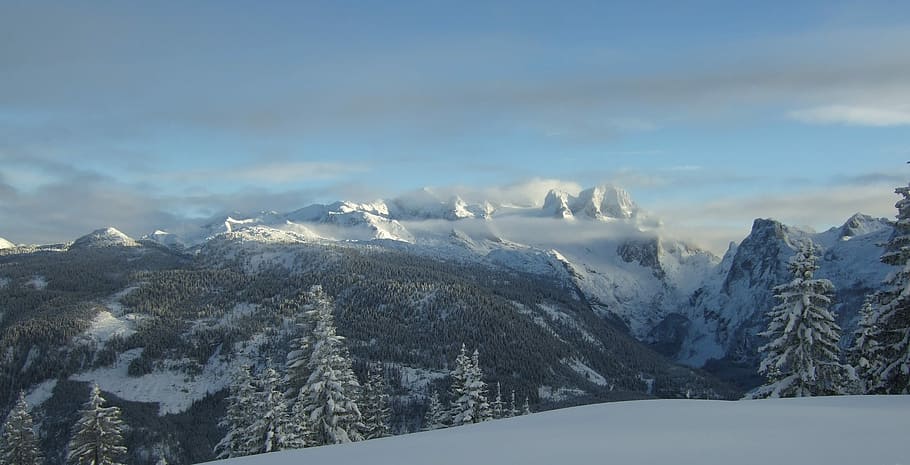 Dachstein, Panorama, Winter, snow, cold temperature, nature HD wallpaper