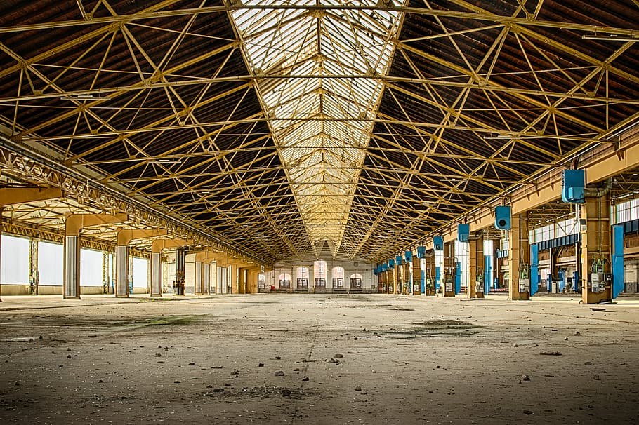 view of brown metal building frame during daytime, lost places, HD wallpaper