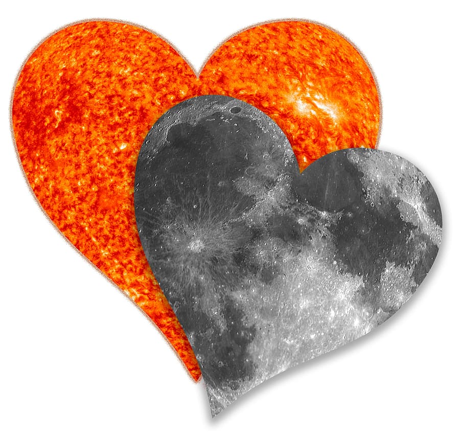 solar eclipse, love, sun, moon, together, white background HD wallpaper