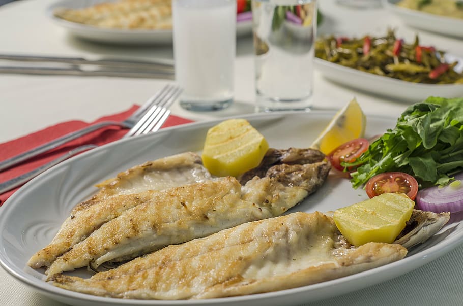 fish, plate, food, food and drink, ready-to-eat, kitchen utensil HD wallpaper