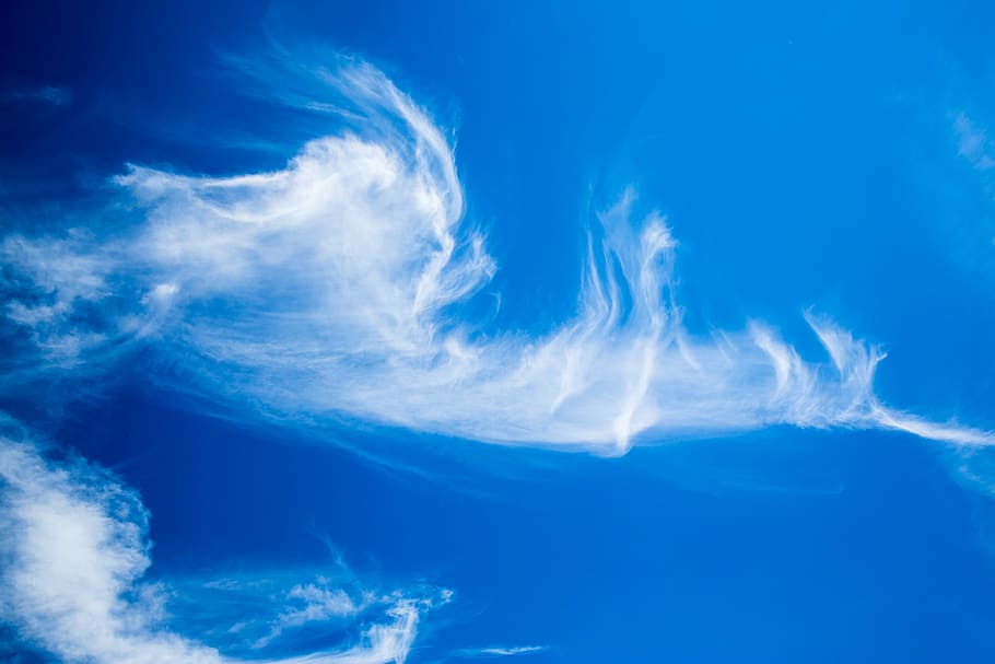 blue and white sky, beautiful clouds, cirrus, summer, mood HD wallpaper