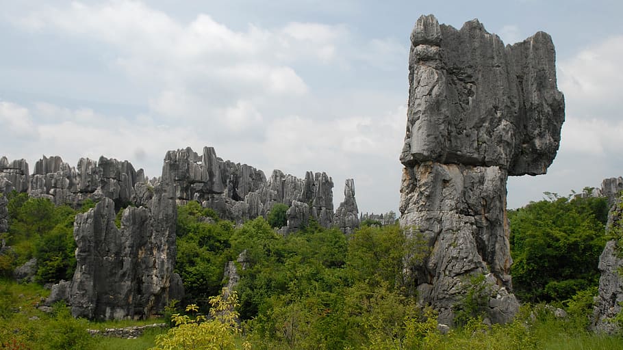 rock, cliff, china, kunming, stone forest, stones, landscape HD wallpaper