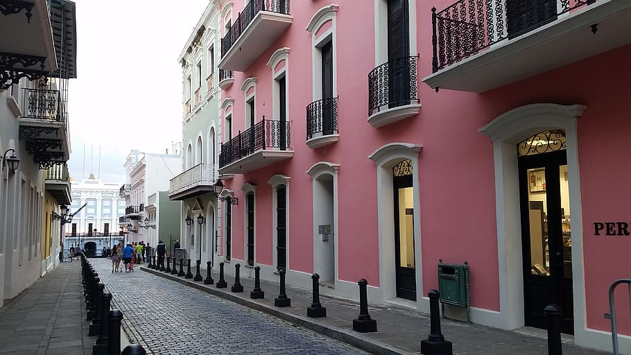 cobblestone, architecture, street, puerto rico, san juan, building exterior, HD wallpaper