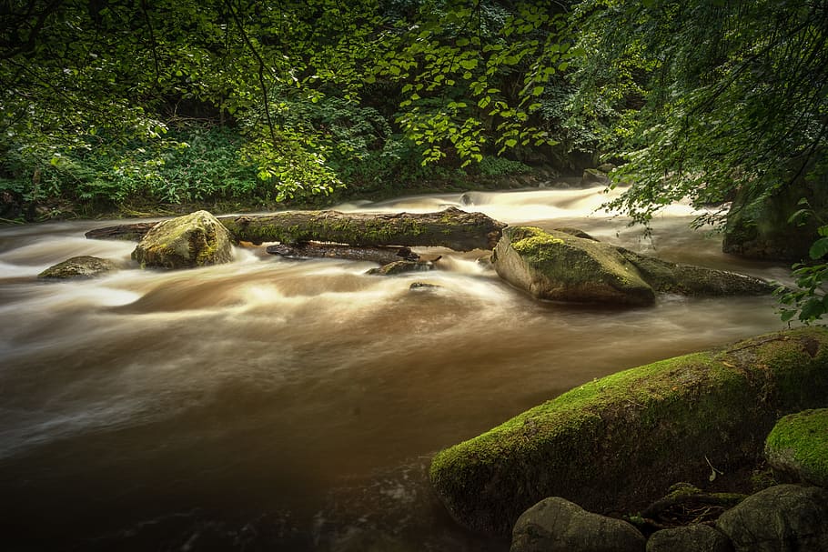 waterfall, rapids, long exposure, nature, landscape, water running HD wallpaper
