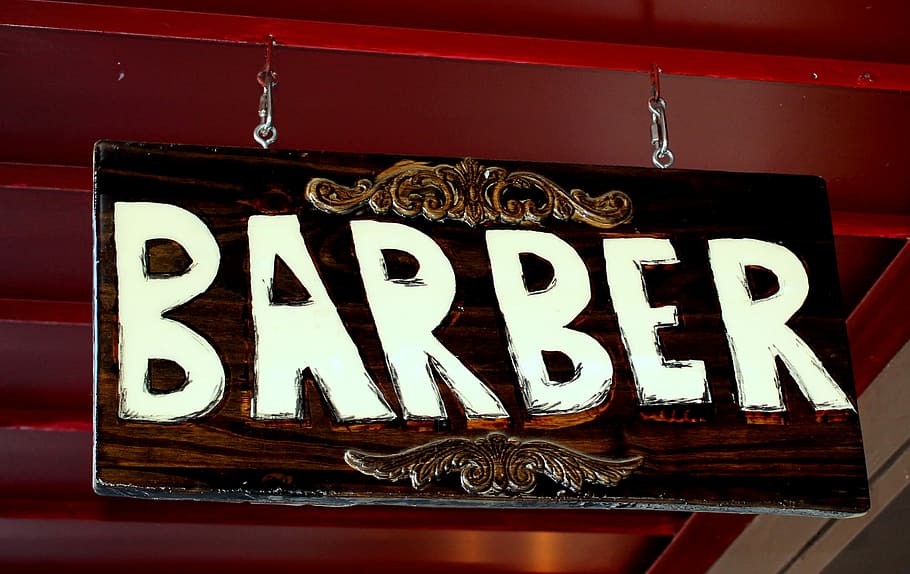 brown and white Barber signage, Hair, Barbershop, Haircut, hairdresser