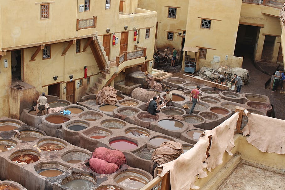 tannery, morocco, skins, architecture, built structure, building exterior HD wallpaper
