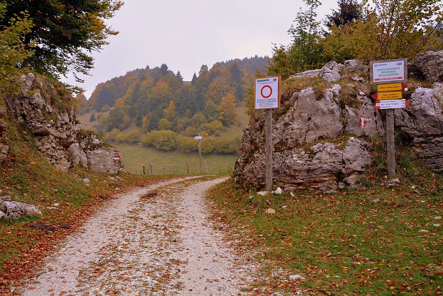 trail, crossroads, the european path, e5, lessinia, italy, mountains, HD wallpaper
