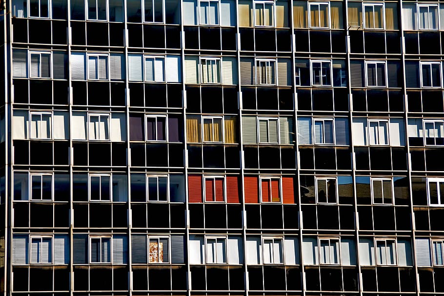 multicolored multi-storey building during daytime, grey, metal, HD wallpaper