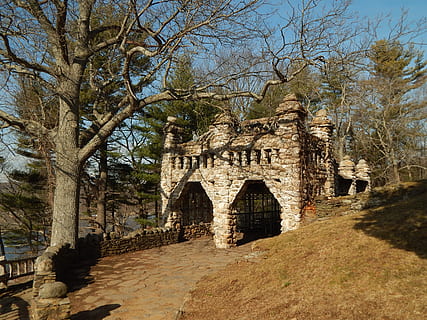 castle, gillette, stone, architecture, tree, the past, history HD wallpaper