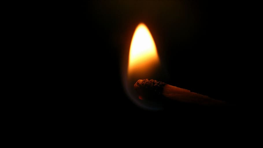 matches, fire, flame, heat, black, macro, light, brule, night HD wallpaper