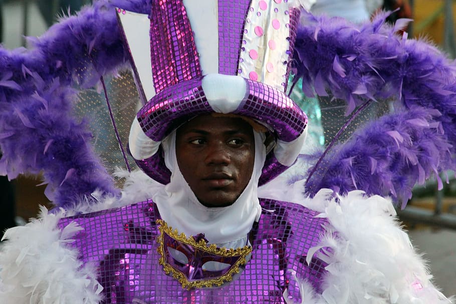 Guy, Black, Carnival, Masquerade, black guy, costume, person, HD wallpaper