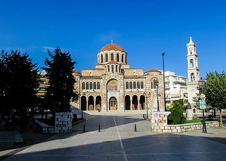 greece, volos, cathedral, square, ayios nikolaos, church, architecture HD wallpaper