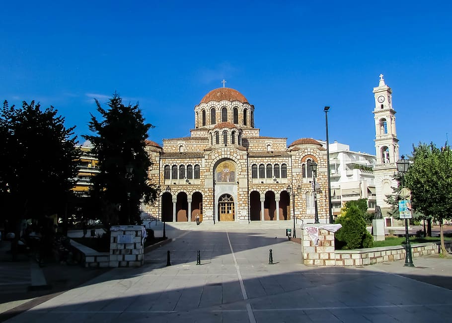 greece, volos, cathedral, square, ayios nikolaos, church, architecture HD wallpaper