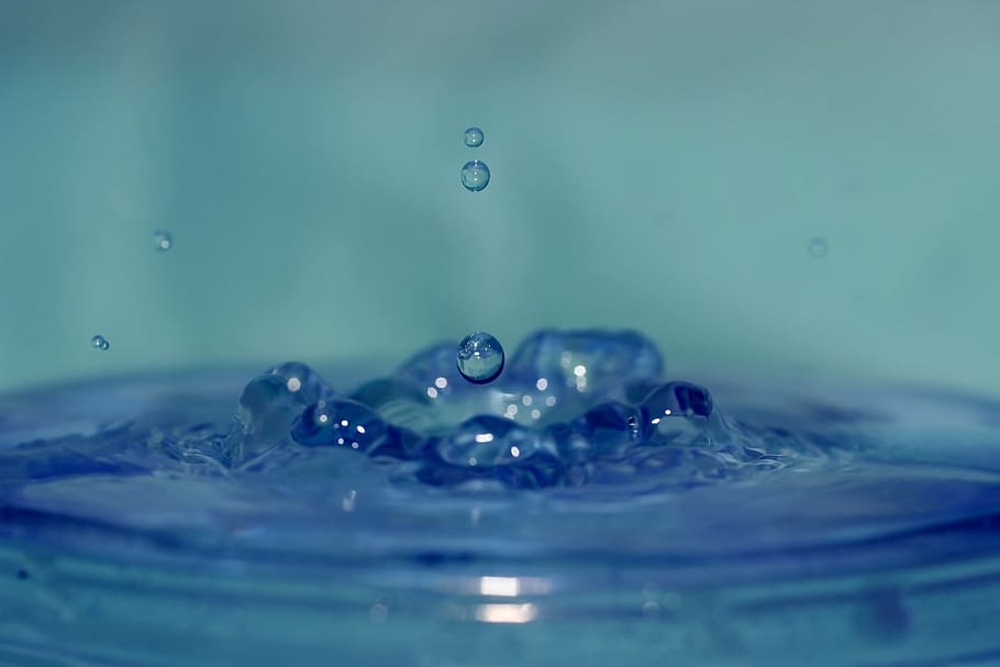 drops, water, macro, splash, liquid, blue, splashing, freshness HD wallpaper
