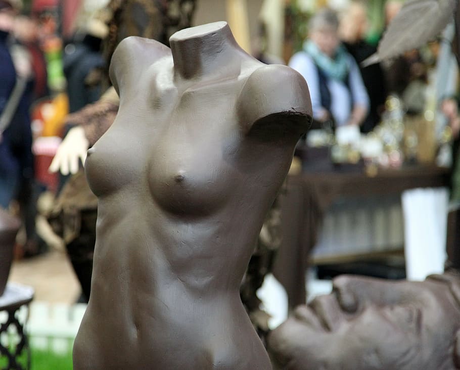 bust, bosom, chocolate, breast, brown, part of the body, statue HD wallpaper