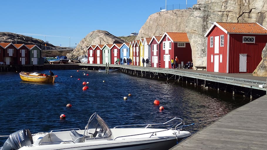 sweden, smögen, harbour, harbor, fishing, boat, bay, scandinavia, HD wallpaper