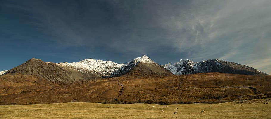 mountain, highland, cloudy, sky, summit, ridge, landscape, nature HD wallpaper
