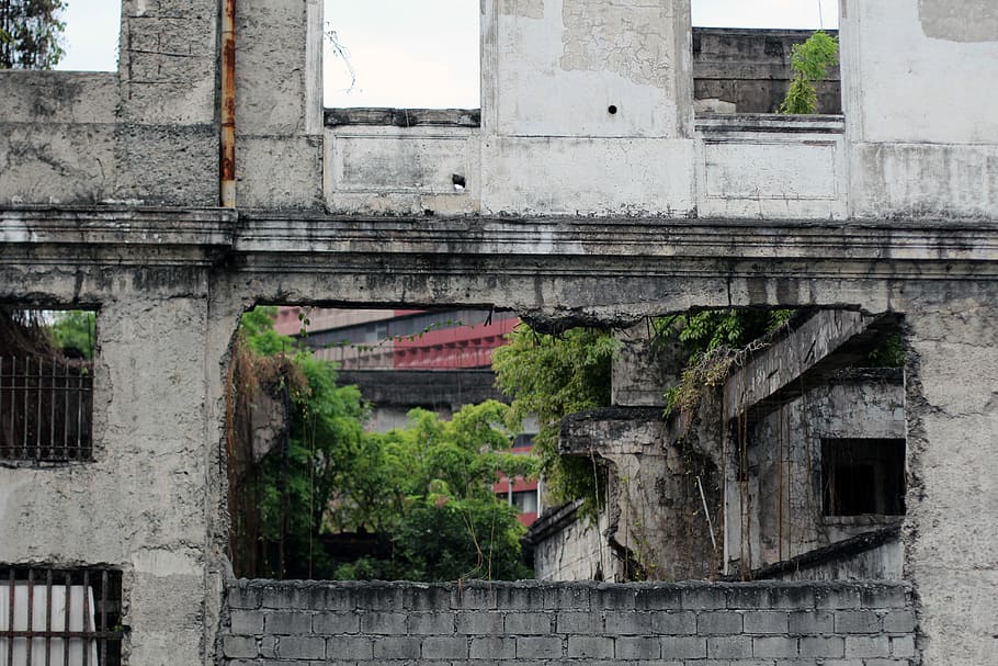 Ruin, Broken, Hole, City, Wall, grey, masonry, house without a roof HD wallpaper