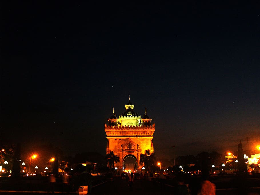 Patuxai, Monument, Vientiane, Laos, patuxai monument, gate, HD wallpaper