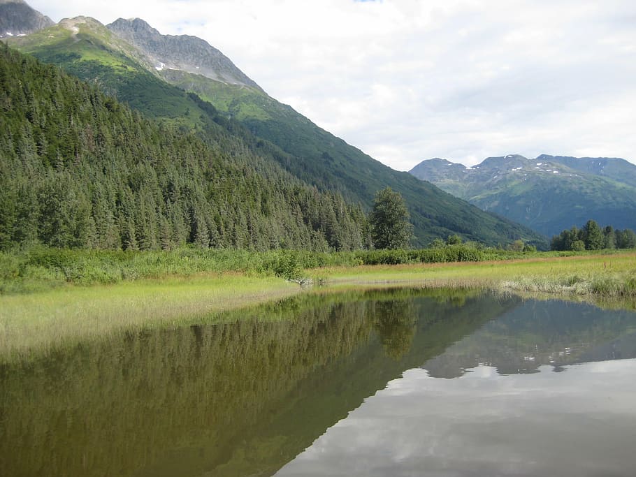 alaska, wilderness, water, nature, mountain, lake, landscape HD wallpaper