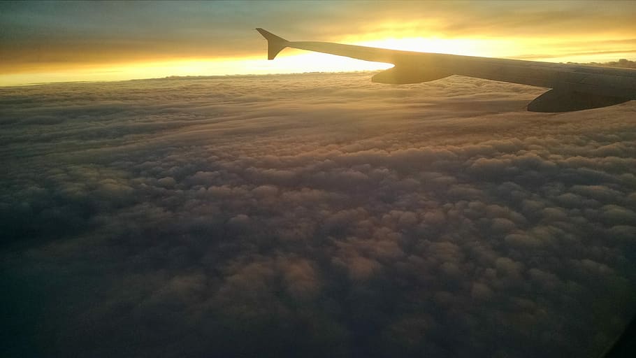 Cloud, Airplane, View, Sunrise, sky, horizon, trip, fly, landscape HD wallpaper