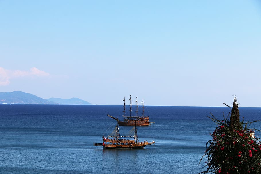Boat, Marine, Water, Reflection, landscape, port, turkey, coastal HD wallpaper