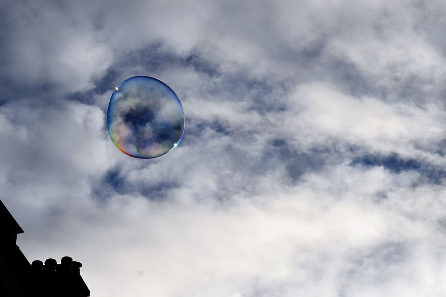 bubble, sky, building, blue, play, architecture, city, urban HD wallpaper