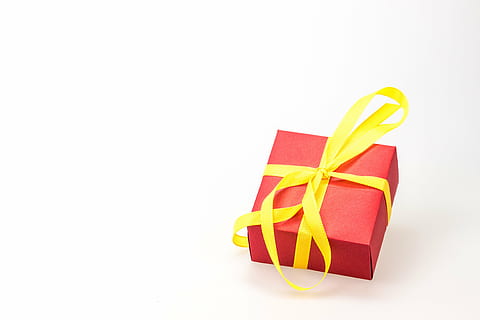 red and yellow present box on white surfac, gift, made, surprise HD wallpaper