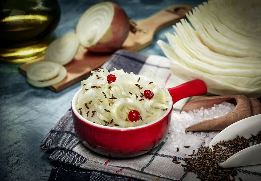 sauerkraut, caraway seed, fermentation cabbage, food, vegetable HD wallpaper