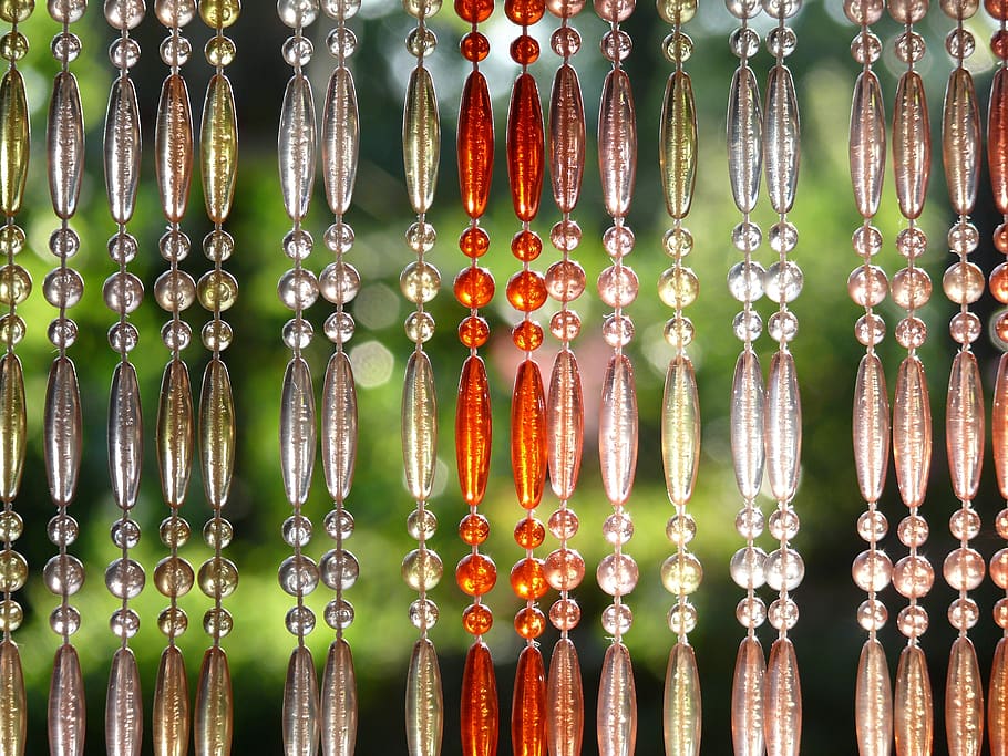 beaded curtain, fly screen, orange, choice, side by side, arrangement HD wallpaper